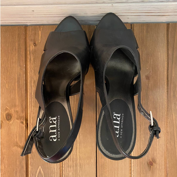 NIB a.n.a. open toe leather upper pumps Size 8 - Picture 7 of 7